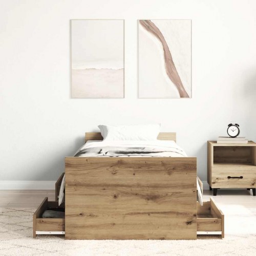Sengeramme med 4 skuffer 100 x 200 cm - kunsteg