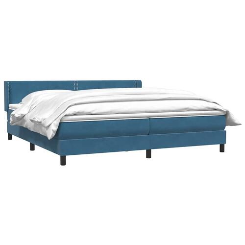 Kontinentalseng med madras 200x220 cm fløjl mørkeblå