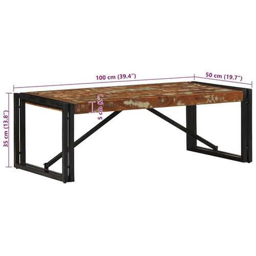 Sofabord 100x50x35 cm massivt genbrugstræ flerfarvet