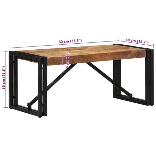 Sofabord 80x40x35 cm massivt ru mangotræ