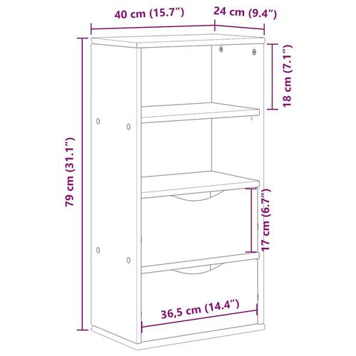 Sideskab ODDA med skuffer 40x24x79 cm massivt fyrretræ hvid