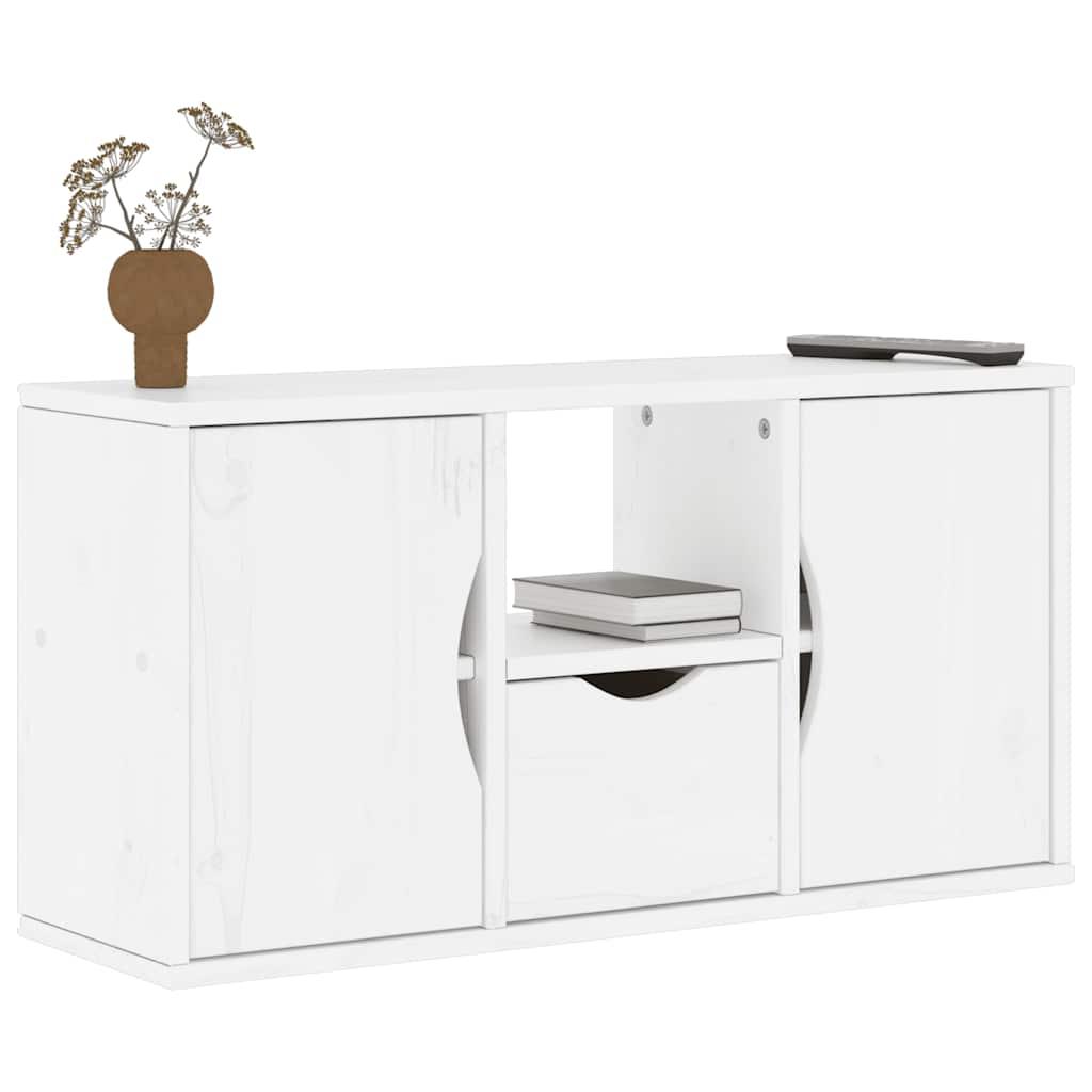 Tv-Skab Odda 79X24X40 Cm Massivt Fyrretræ - Hvid / with drawer and doors