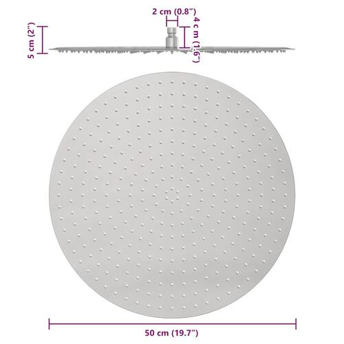 Regnbrusehoved 50 cm rund rustfrit stål 304