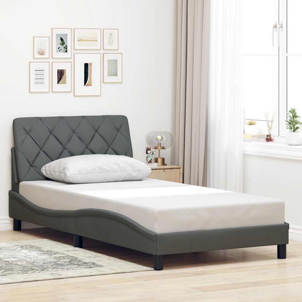 Sengeramme uden madras Mørkegrå 100x200 cm Stof billede