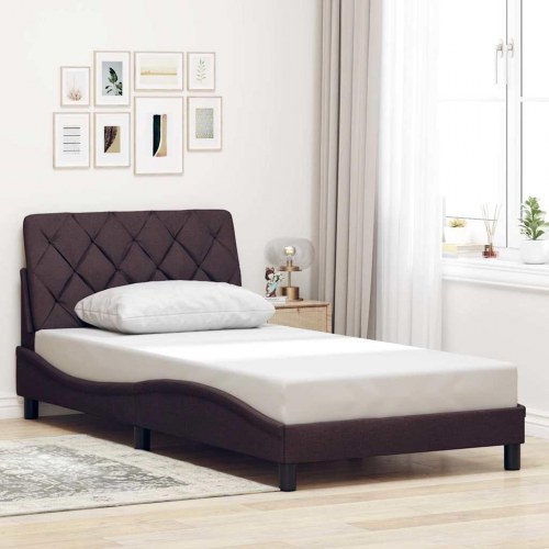 Sengeramme uden madras Mørkebrun 100x200 cm Stof