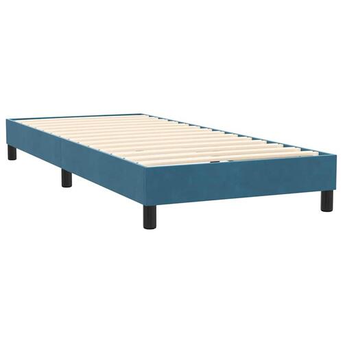 Kontinentalseng med madras mørkeblå 90x220 cm fløjl