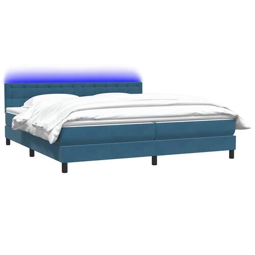 Kontinentalseng med madras 180x210 cm fløjl mørkeblå
