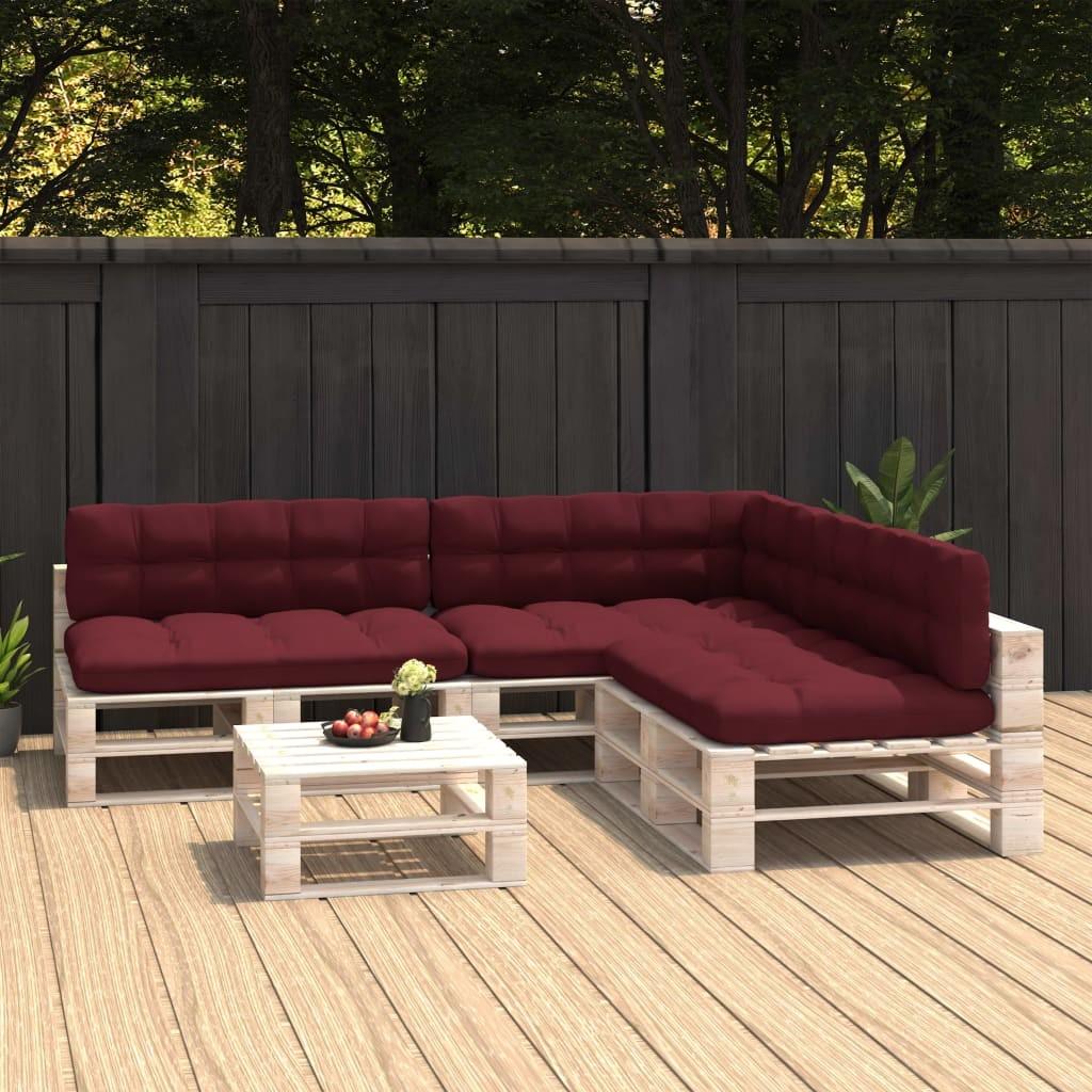 Hynder til pallesofa 7 stk. stof vinrød