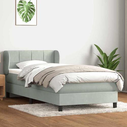 Kontinentalseng med madras lysegrå 90x210 cm fløjl