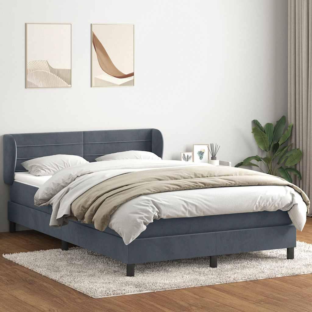 Kontinentalseng med madras 140x210 cm fløjl mørkegrå