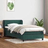 Kontinentalseng med madras 100x210 cm fløjl mørkegrøn