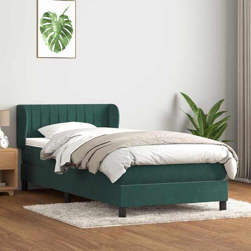 Kontinentalseng med madras 100x210 cm fløjl mørkegrøn