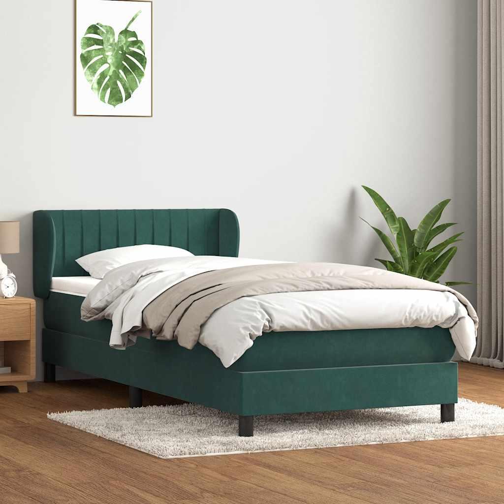 Kontinentalseng med madras 100x210 cm fløjl mørkegrøn