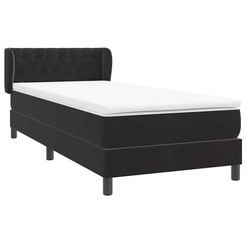 Kontinentalseng med madras 90x210 cm fløjl sort