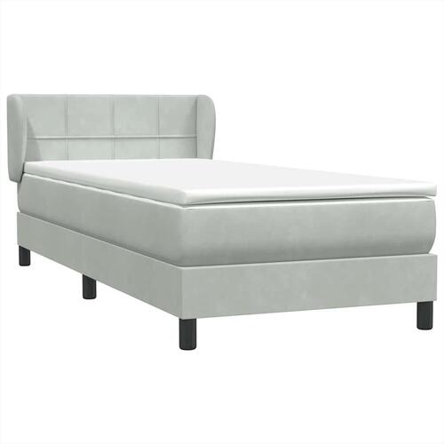 Kontinentalseng med madras lysegrå 90x220 cm fløjl