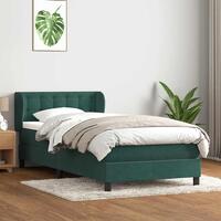 Kontinentalseng med madras 100x210 cm fløjl mørkegrøn