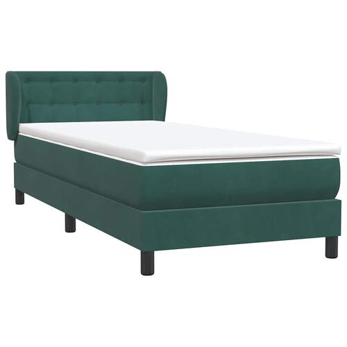 Kontinentalseng med madras 100x210 cm fløjl mørkegrøn