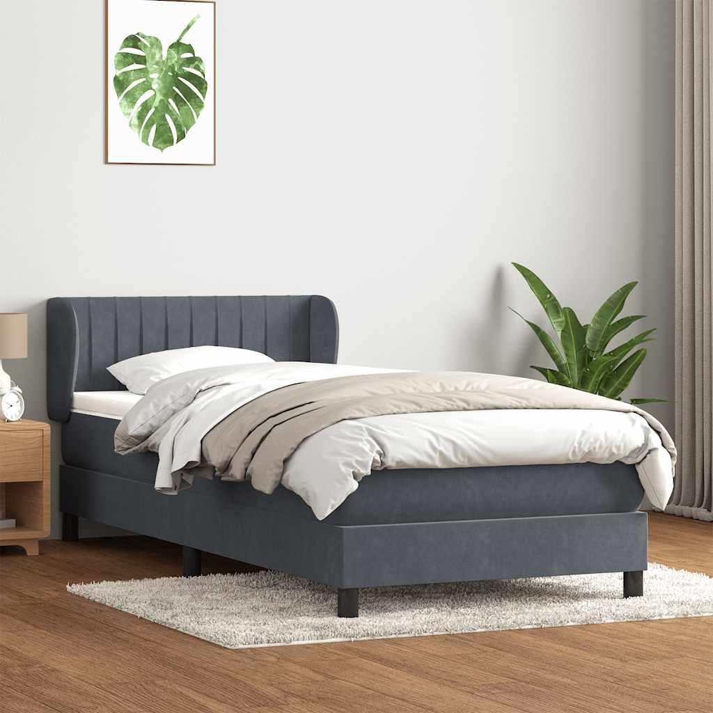 Kontinentalseng med madras mørkegrå 80x210 cm fløjl billede