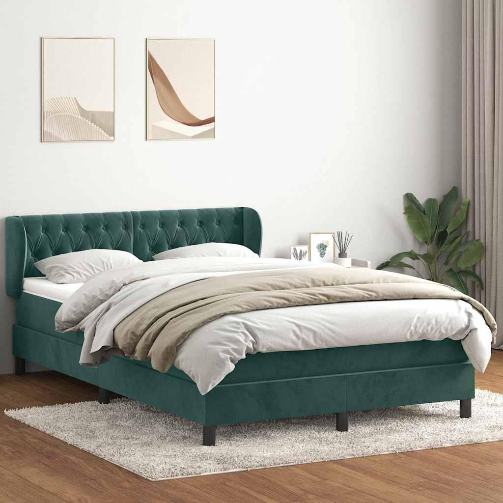 Kontinentalseng med madras 140x210 cm fløjl mørkegrøn
