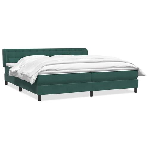 Kontinentalseng med madrasser 200x210 cm fløjl mørkegrøn
