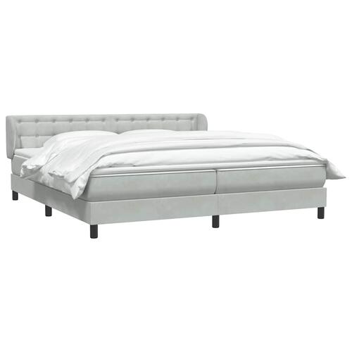 Kontinentalseng med madrasser 200x210 cm fløjl lysegrå