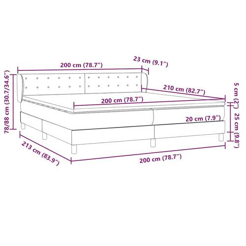 Kontinentalseng med madrasser 200x210 cm fløjl lysegrå