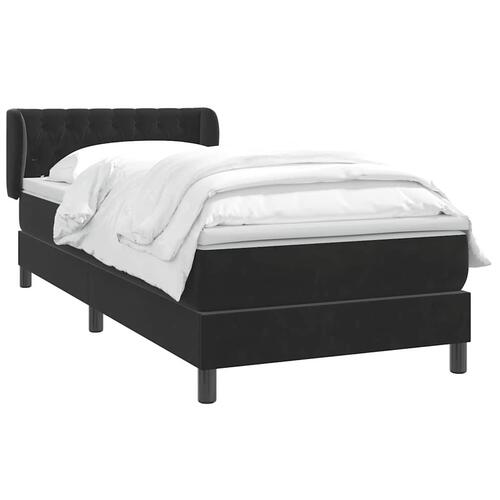 Kontinentalseng med madras 100x210 cm fløjl Sort