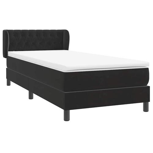 Kontinentalseng med madras 100x210 cm fløjl Sort
