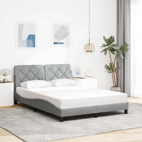 Sengeramme med LED uden madras 140x190 cm stof lysegrå