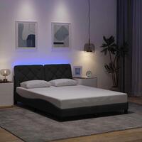 Sengeramme med LED uden madras 120x200 cm stof mørkegrå