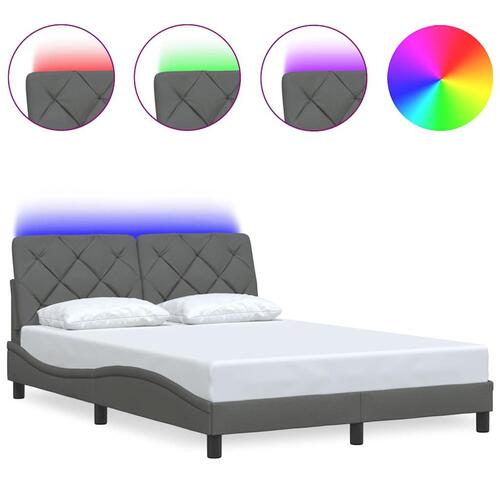 Sengeramme med LED uden madras 120x200 cm stof mørkegrå