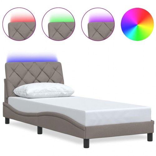 Sengeramme med LED 90x200 cm i stof - gråbrun