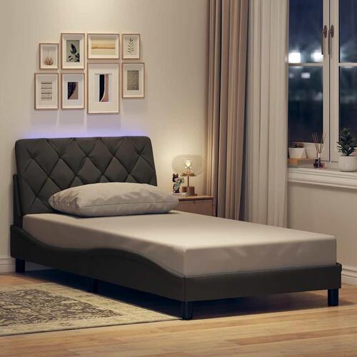Sengeramme med LED uden madras 100x200 cm stof mørkegrå