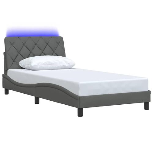 Sengeramme med LED uden madras 100x200 cm stof mørkegrå