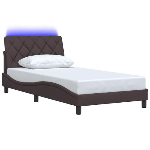 Sengeramme med LED uden madras 100x200 cm stof mørkebrun