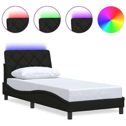 Sengeramme med LED uden madras 90x200 cm stof sort