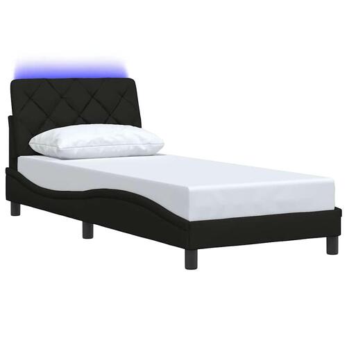Sengeramme med LED uden madras 90x200 cm stof sort