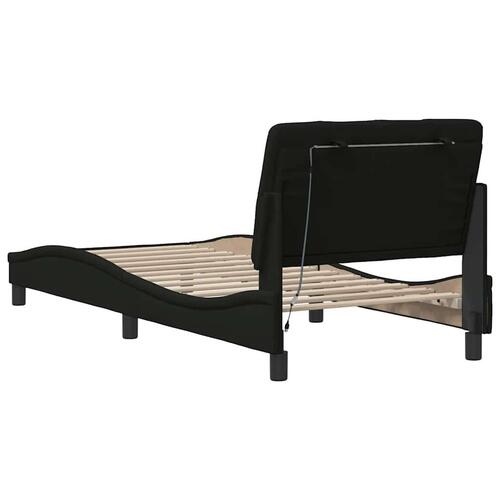 Sengeramme med LED uden madras 90x200 cm stof sort