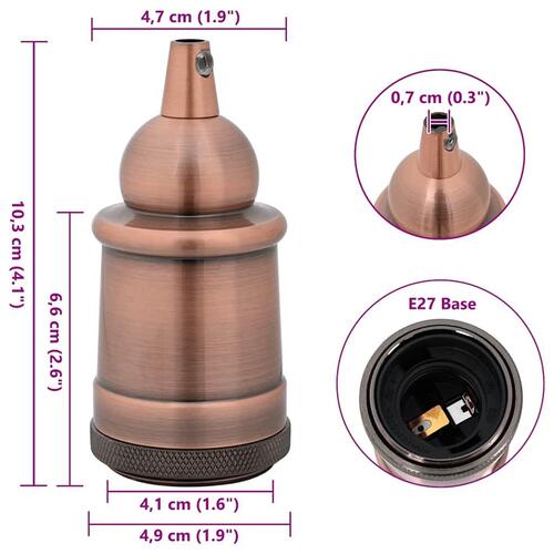 Lampeholdere 2 stk rød bronze E27