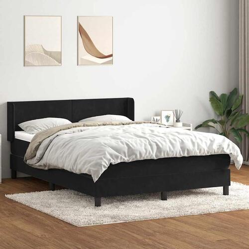 Boxspring seng med madras Sort 160x220 cm Fløjl