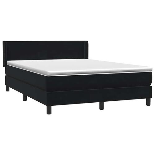 Boxspring seng med madras Sort 160x220 cm Fløjl