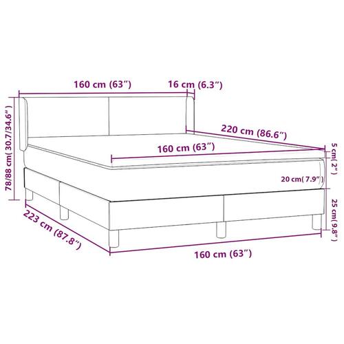 Boxspring seng med madras Sort 160x220 cm Fløjl