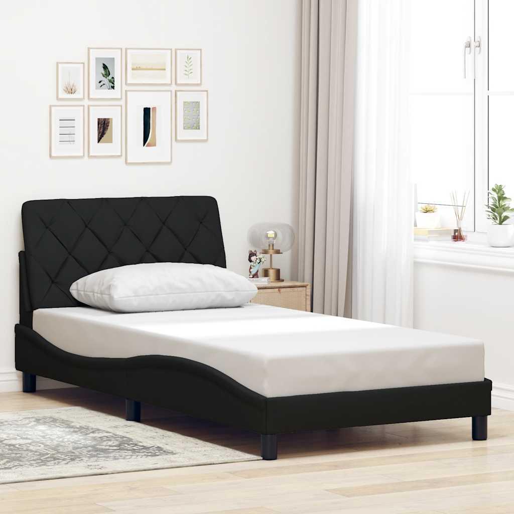 Sengeramme uden madras Sort 100x200 cm Stof billede