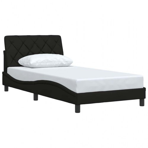 Sengeramme uden madras - sort stof 100×200 cm med hovedgærde