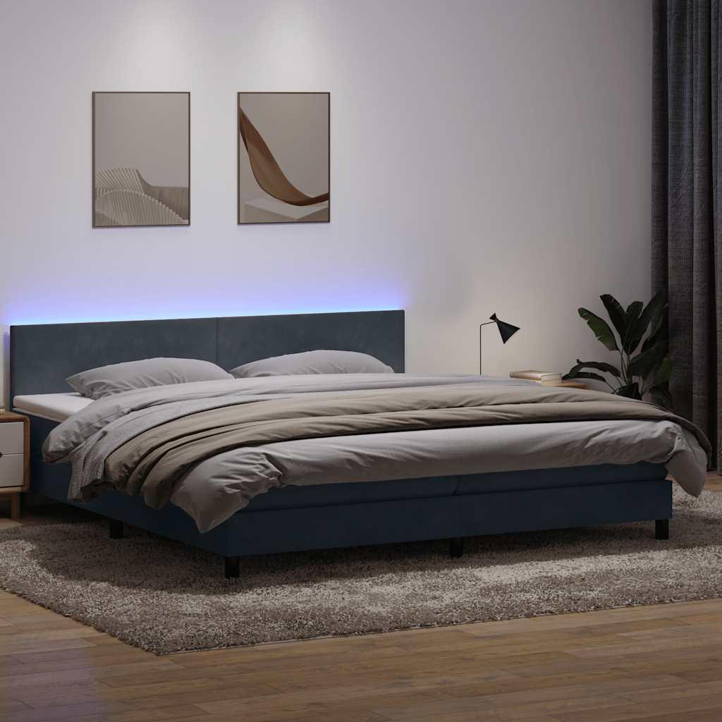 Kontinentalseng med madras 200x210 cm fløjl mørkegrå