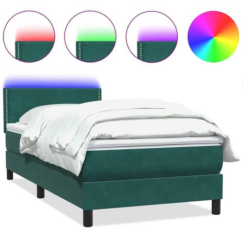 Kontinentalseng med madras 90x220 cm fløjl mørkegrøn