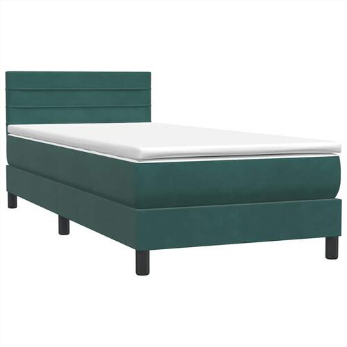 Kontinentalseng med madras mørkegrøn 80x210 cm fløjl