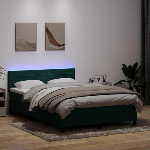 Kontinentalseng med madras 140x210 cm fløjl mørkegrøn