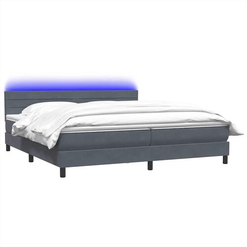 Kontinentalseng med madras 200x210 cm fløjl mørkegrå