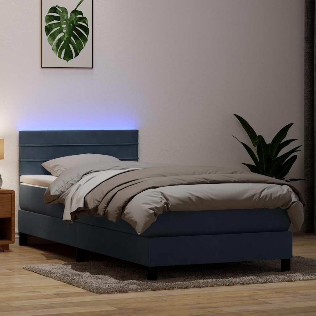 Kontinentalseng med madras mørkegrå 90x220 cm fløjl
